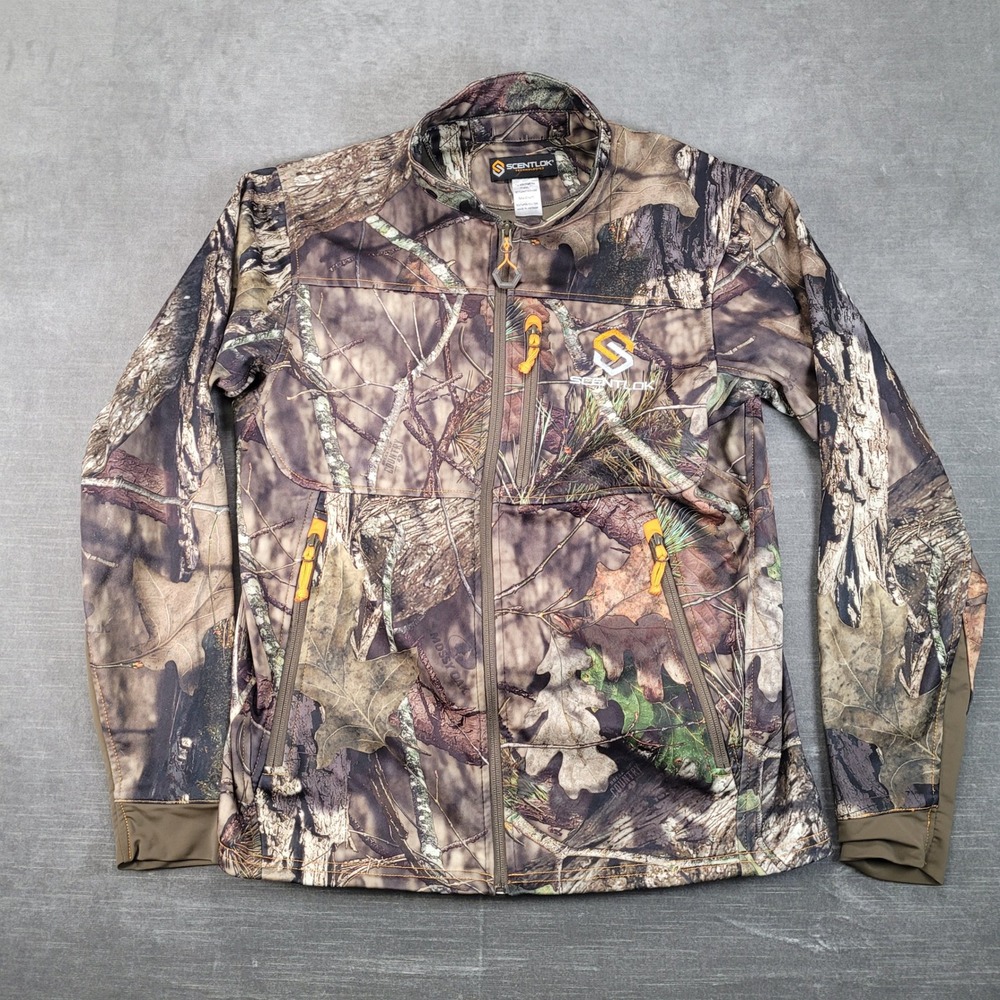 ScentLok Mossy‎ Oak Camo Full Zip Hunting Jacket Mens Medium Brown